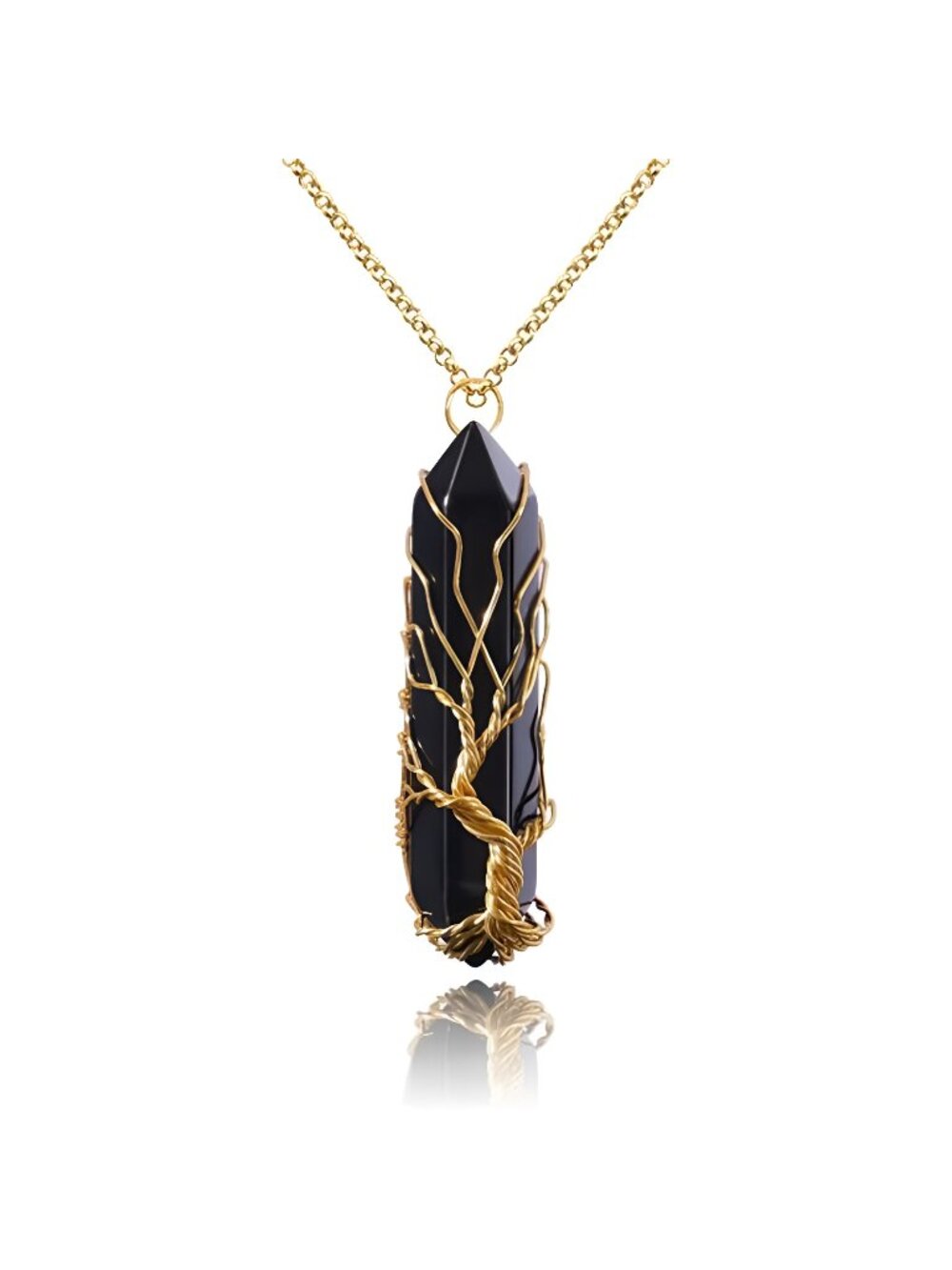 Crystal Necklace Tree of Life Wire Wrapped Natural Stone Reiki Spiritual Quartz